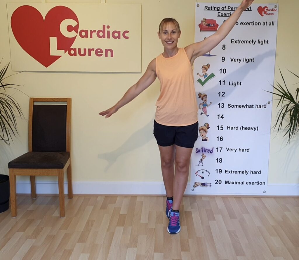 Cardiac rehabilitation specialist cardiac lauren - balance on toes