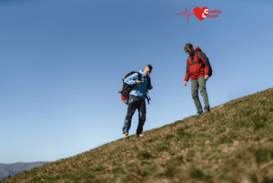 How Long To Walk A Mile? 6 Two men on hill
