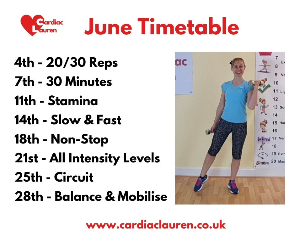 June 2024 Timetable June 2024 Timetable - Cardiac Lauren - Cardiac Rehabilitation Phase 4 Exercise Classes