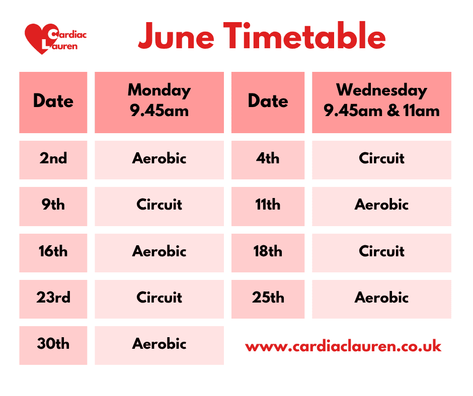June 2025 - Surb F2F Class Timetable