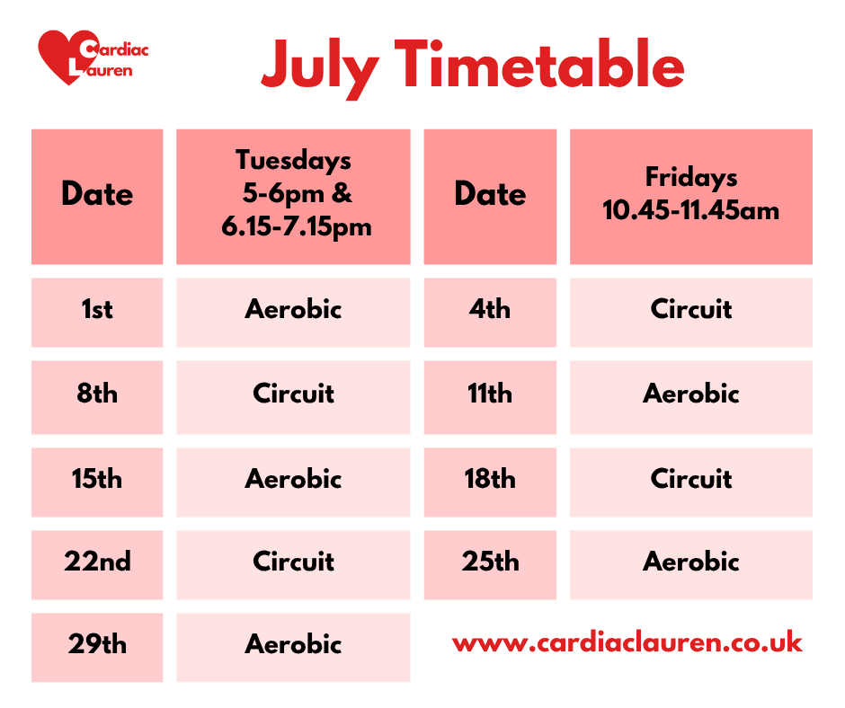 July 2025 - Purley F2F Class Timetable