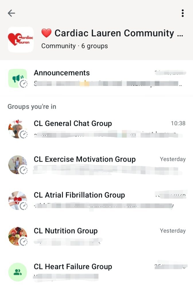 Cardiac lauren whatsapp community group chat support groups